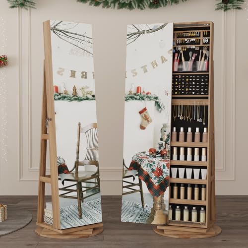 360° Swivel Jewelry Cabinet with Full Length Mirror