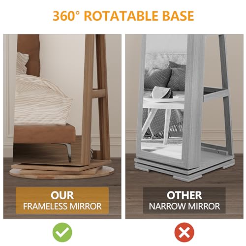 360° Swivel Jewelry Cabinet with Full Length Mirror