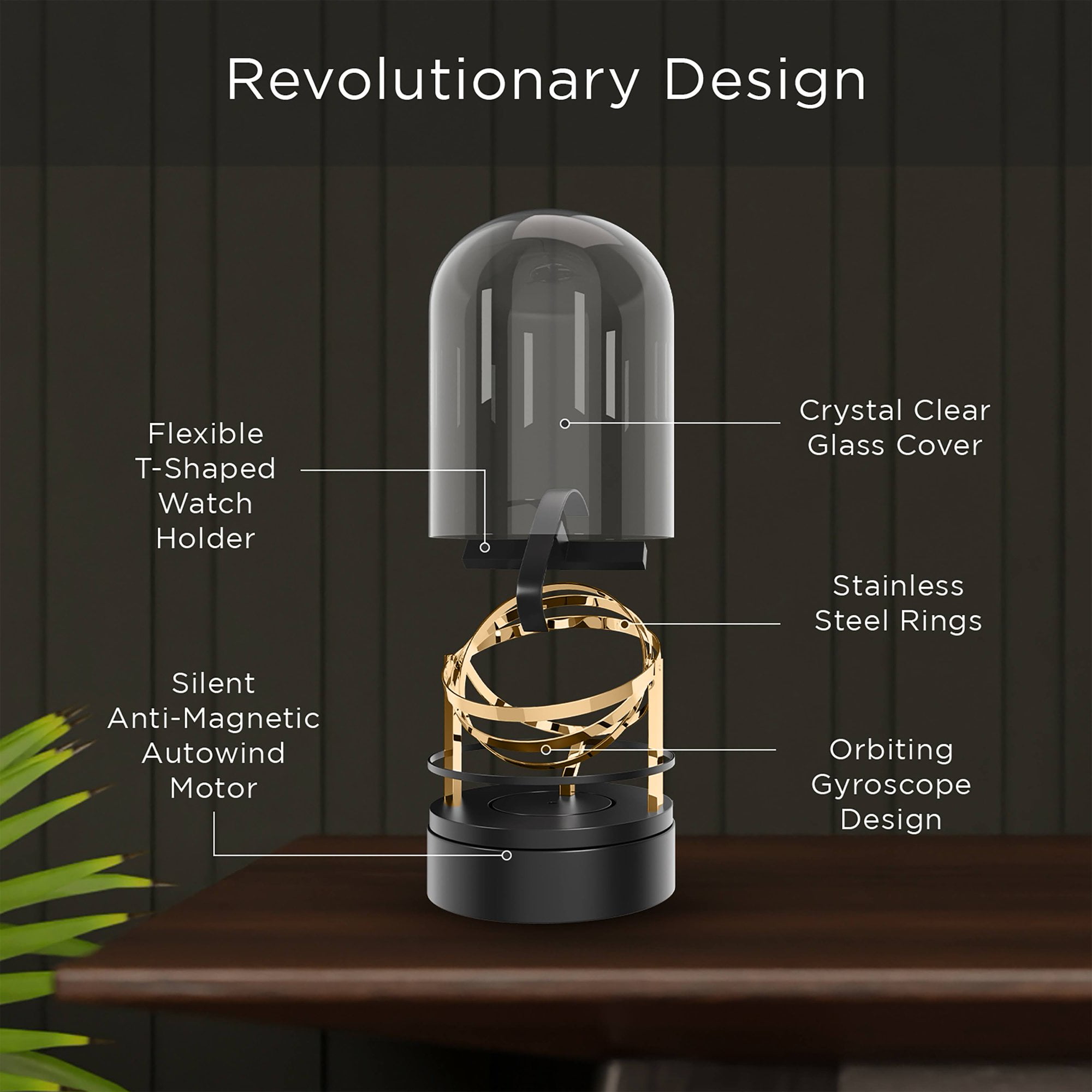 Gold Watch Winder for Rolex Watches - Gyro Orbit Box