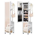 Hzuaneri Jewelry Cabinet Armoire with 8 LEDs