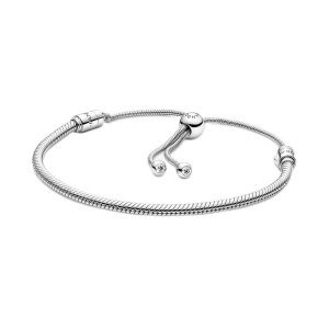 Pandora Moments Snake Chain Slider Bracelet - Charm Bracelet for Women - Sterling Silver with Clear Cubic Zirconia - 11" - With Gift Box