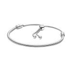 Pandora Moments Snake Chain Slider Bracelet - Charm Bracelet for Women - Sterling Silver with Clear Cubic Zirconia - 11" - With Gift Box
