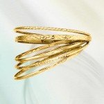 Gold Over Sterling Textured Bangle Bracelet Set