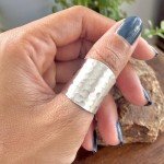 Hammered Sterling Silver Classic Boho Wide Band Ring