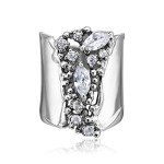 Sterling Silver Shield Ring with Cubic Zirconia