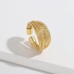 Gold Adjustable Crossover Thumb Ring for Women