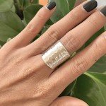 Hammered Sterling Silver Classic Boho Wide Band Ring