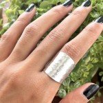 Hammered Sterling Silver Classic Boho Wide Band Ring