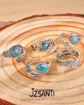 Sunflower Spoon Rings in Sterling Silver with Turquoise