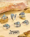 Sunflower Spoon Rings in Sterling Silver with Turquoise