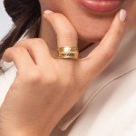 14K Gold Over Silver Hammered Wide Band Ring