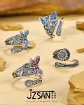 Sunflower Spoon Rings in Sterling Silver with Turquoise