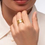 14K Gold Over Silver Hammered Wide Band Ring