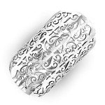 Boho Sterling Silver Wide Band Ring for Women
