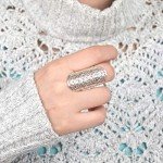 Boho Sterling Silver Wide Band Ring for Women
