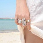 Boho Sterling Silver Wide Band Ring for Women