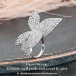 Silver Butterfly Double Finger Ring with CZ Flowers