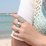Boho Sterling Silver Wide Band Ring for Women