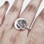 Raw Herkimer Diamond Crescent Moon Adjustable Ring