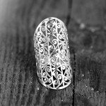 Boho Sterling Silver Wide Band Ring for Women
