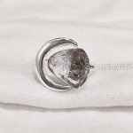Raw Herkimer Diamond Crescent Moon Adjustable Ring