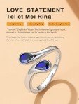September Sapphire Adjustable Ring in 925 Silver