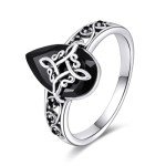 Sterling Silver Witches Knot Ring with Black Tourmaline