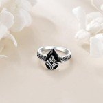 Sterling Silver Witches Knot Ring with Black Tourmaline