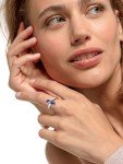 September Sapphire Adjustable Ring in 925 Silver