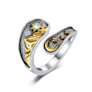 Sun and Moon Spoon Ring in Sterling Silver