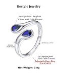 September Sapphire Adjustable Ring in 925 Silver