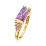 Purple Turquoise & Amethyst Ring in Gold Over Sterling