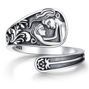 Sterling Silver Mother-Daughter Spoon Ring
