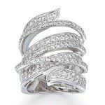 Rhodium Plated Cubic Zirconia Wide Band Ring
