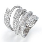 Rhodium Plated Cubic Zirconia Wide Band Ring