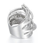 Rhodium Plated Cubic Zirconia Wide Band Ring