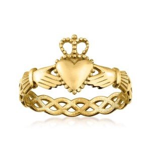 Italian 14kt Yellow Gold Claddagh Ring - Size 8
