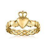 Italian 14kt Yellow Gold Claddagh Ring - Size 8