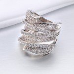 Rhodium Plated Cubic Zirconia Wide Band Ring