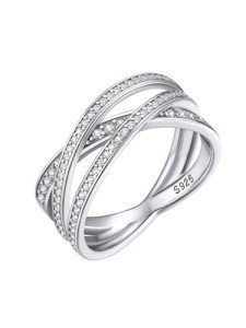 925 Sterling Silver Criss Cross CZ Engagement Ring