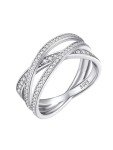 925 Sterling Silver Criss Cross CZ Engagement Ring