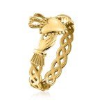 Italian 14kt Yellow Gold Claddagh Ring - Size 8