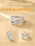 925 Sterling Silver Criss Cross CZ Engagement Ring
