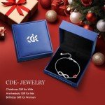 CDE Infinity Heart Symbol Charm Link Bracelet for Women 925 Sterling Silver Stainless Steel Adjustable Mother's Day Gift Anniversary Jewelry Birthday Gifts for Women Wife Girlfriend Her (Sliver-Red, Sterling Silver)