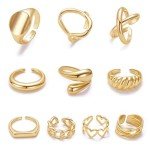 Gold Dome Chunky Rings Set for Women - 10pcs