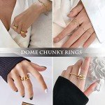 Gold Dome Chunky Rings Set for Women - 10pcs