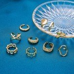 Gold Dome Chunky Rings Set for Women - 10pcs