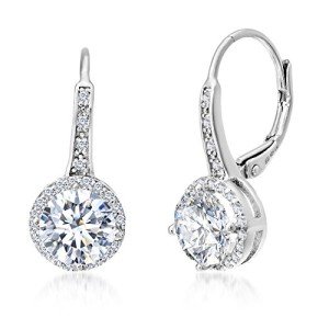 Mia Sarine Rhodium Plated Silver Halo Earrings