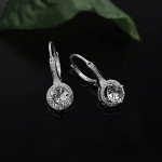 Mia Sarine Rhodium Plated Silver Halo Earrings