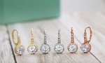 Mia Sarine Rhodium Plated Silver Halo Earrings